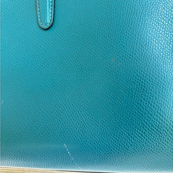 COACH  CHRISTIE CARRYALL IN CROSSGRAIN LEATHER  F13684 Turquoise - Picture 3 of 5